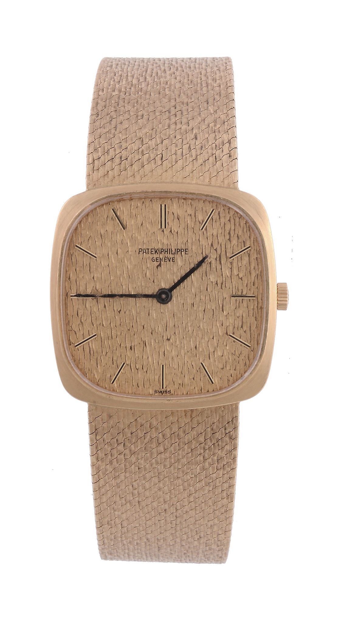 Patek Philippe, ref. 3566/1, an 18 carat gold cushion shaped bracelet wristwatch,   no. 2687612,