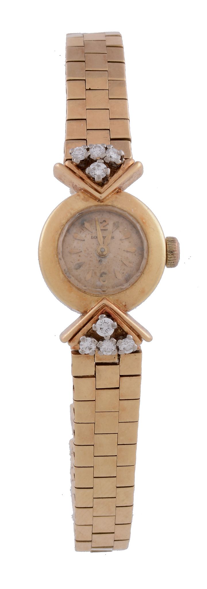 Longines, a lady's 18 carat gold bracelet wristwatch,   no. 21, circa 1950, manual wind movement,