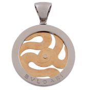 A diamond Tondo Serpenti pendant by Bulgari, the circular pendant with a coiling snake to the
