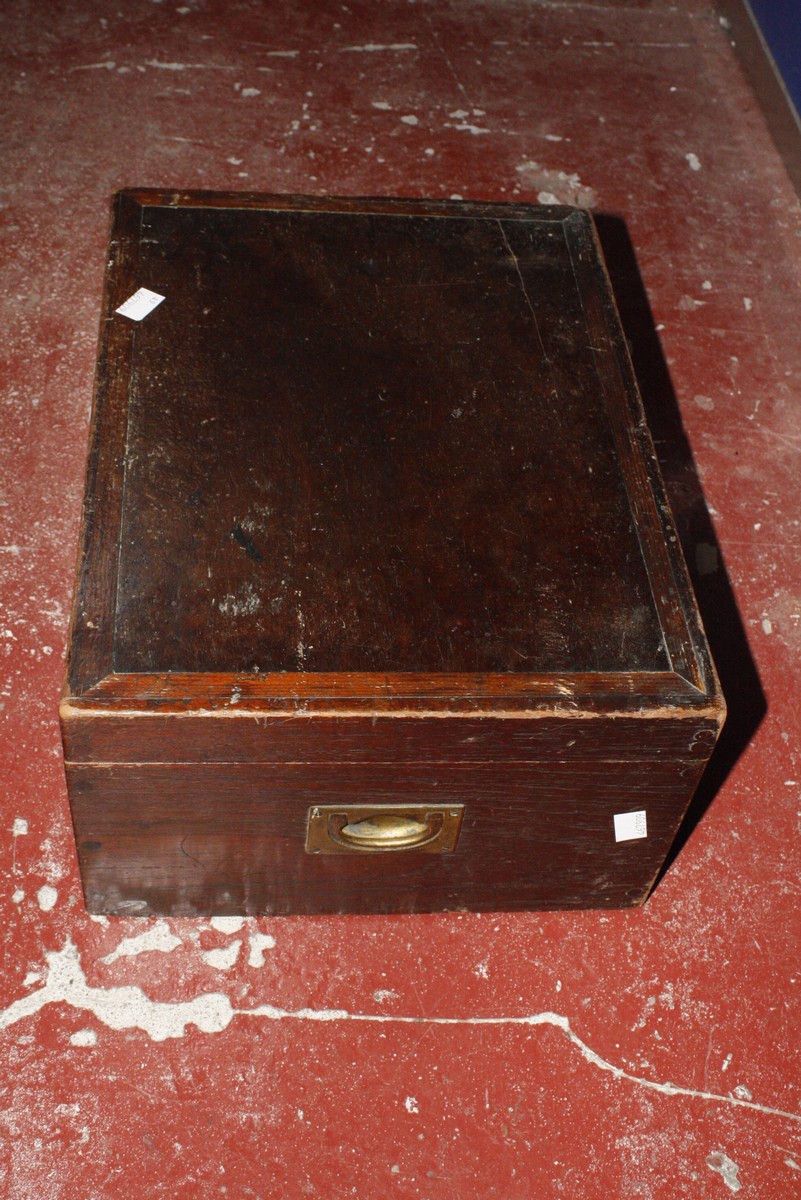 A Regency mahogany tea caddy, a George IV writing slope, an oak box, and another box. £80-120 - Image 2 of 2