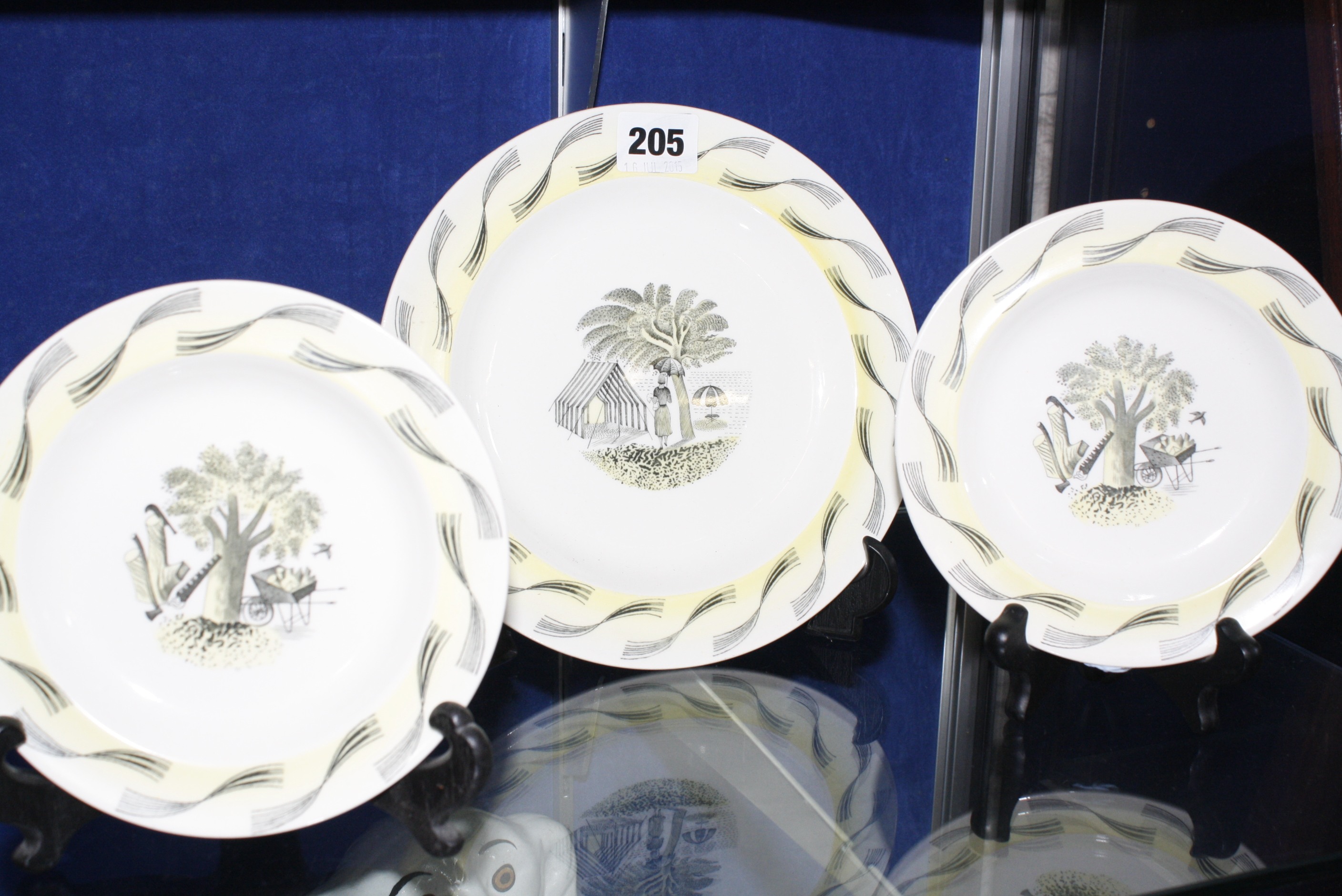 A set of three Wedgwood Garden pattern plates designed by Eric Ravilious £80-120
