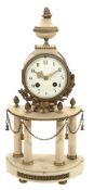 A French gilt brass mounted white marble mantel clock, bearing a signature for F. Berthoud, Paris,