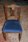 Four Edwardian mahogany dining chairs. £40-60