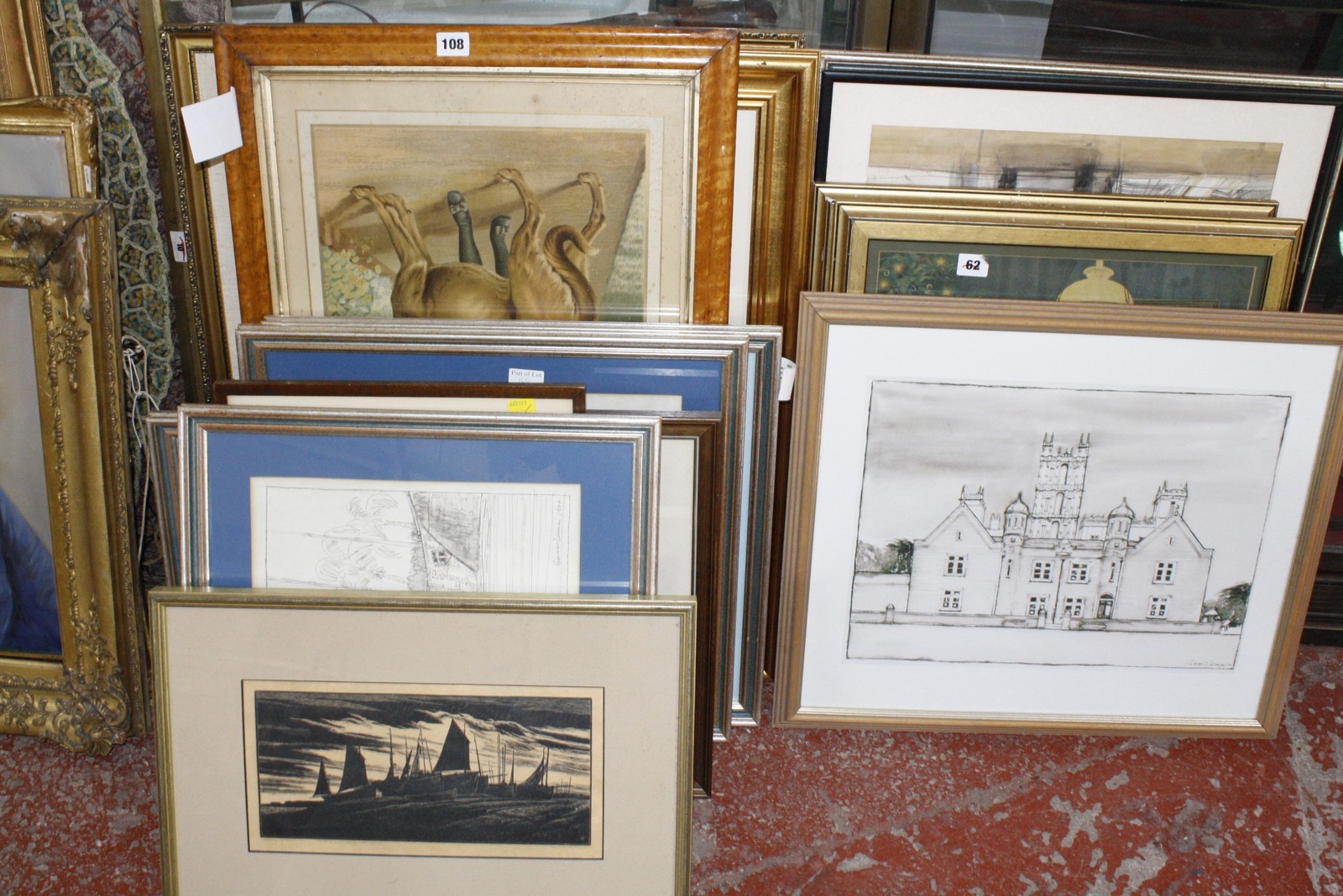 A quantity of assorted prints and pictures, to include a large oil on canvas, 20th Century - Image 2 of 3