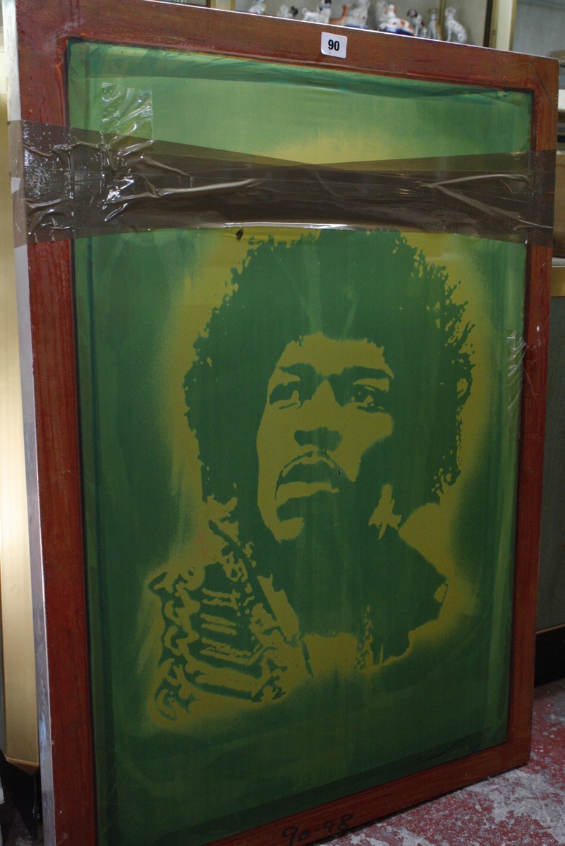 A block stencil of Jimi Hendrix, 91.5cm x 66cm  Best Bid