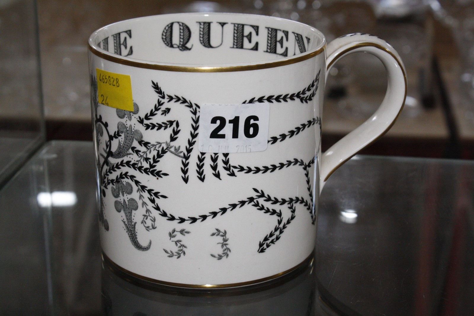 A Wedgwood 1953 Richard Guyatt "God Save The Queen" Coronation mug. 10cm high. £20-30