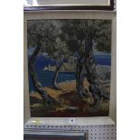 Foucaud (20th Century) Oil trees overlooking 'Puerto de Soller' Oil on canvas Signed lower right