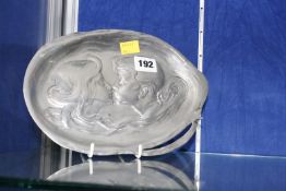 An early 20th century silver plate tray embossed with two sweet hearts kissing, stamped WMF to