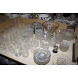 A quantity of decorative glassware, to include lemonade glasses, plates, decanters and bowls. £60-