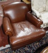 A Victorian style leather chair and a George III style armchair £80-120