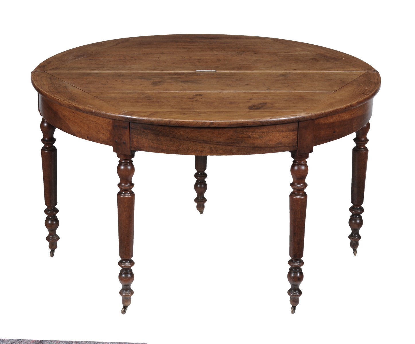 A Continental walnut folding dining table, late 18th/early 19th century, the tilt top opening to - Image 2 of 2