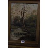 A...L. Matson River landscape with figures fishing Oil on canvas Signed and dated 1908 lower left