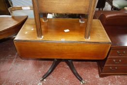 A Georgian style drop leaf table and a mahogany plant stand. £60-80