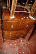 A Georgian mahogany bedside chest 64cm wide and a carved oak caned bed (just ends) £80-120
