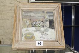 20th Century School Still Life Oil on board Initialled SD 15cm x 16cm £50-70