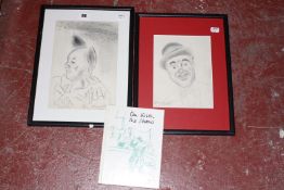 Dame Laura Knight (1877-1970) Two clown sketches Pencil sketch, a pair Signed 22cm x 16.5cm; And 'On