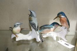 Two Karl Ens porcelain bird groups, kingfishers and yellow hammers (?) marks to base (2). £80-120