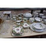 A quantity of decorative glassware, together with a china part tea service and a Marutaki part