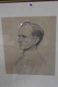 20th Century School Portrait of a gentleman Pencil study Unsigned 38cm x 33cm £70-100