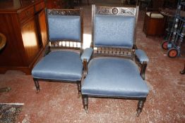 A Ladies and a Gentleman's Arts and Crafts reading chair.(2) £80-100