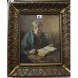 Henry Raeburn Dobson (Scottish, 1901 - 1985) Portrait of an elderly lady reading Watercolour