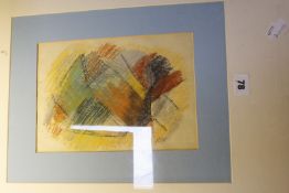 20th Century School An abstract polychrome composition Pastel and pencil on paper Signed lower right