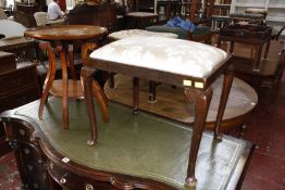 A Georgian style mahogany bureau, an oval two tier occasional table and two Georgian style stools £