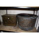 A copper log bin and a brass coal bin  Best Bid