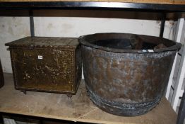 A copper log bin and a brass coal bin  Best Bid