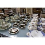 A Spode dark blue and gilt tooled part dessert service and other pieces to include an Aynsley coffee