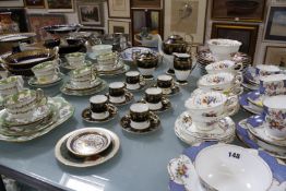 A Spode dark blue and gilt tooled part dessert service and other pieces to include an Aynsley coffee