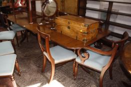 A 19th century and later adapted twin pedestal dining table with two additional leaves. 270cm