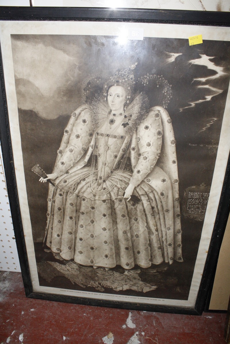 After Joshua Reynolds 'Edmund Burke Esq', engraving and three other engravings one of Elizabeth I ( - Image 2 of 2