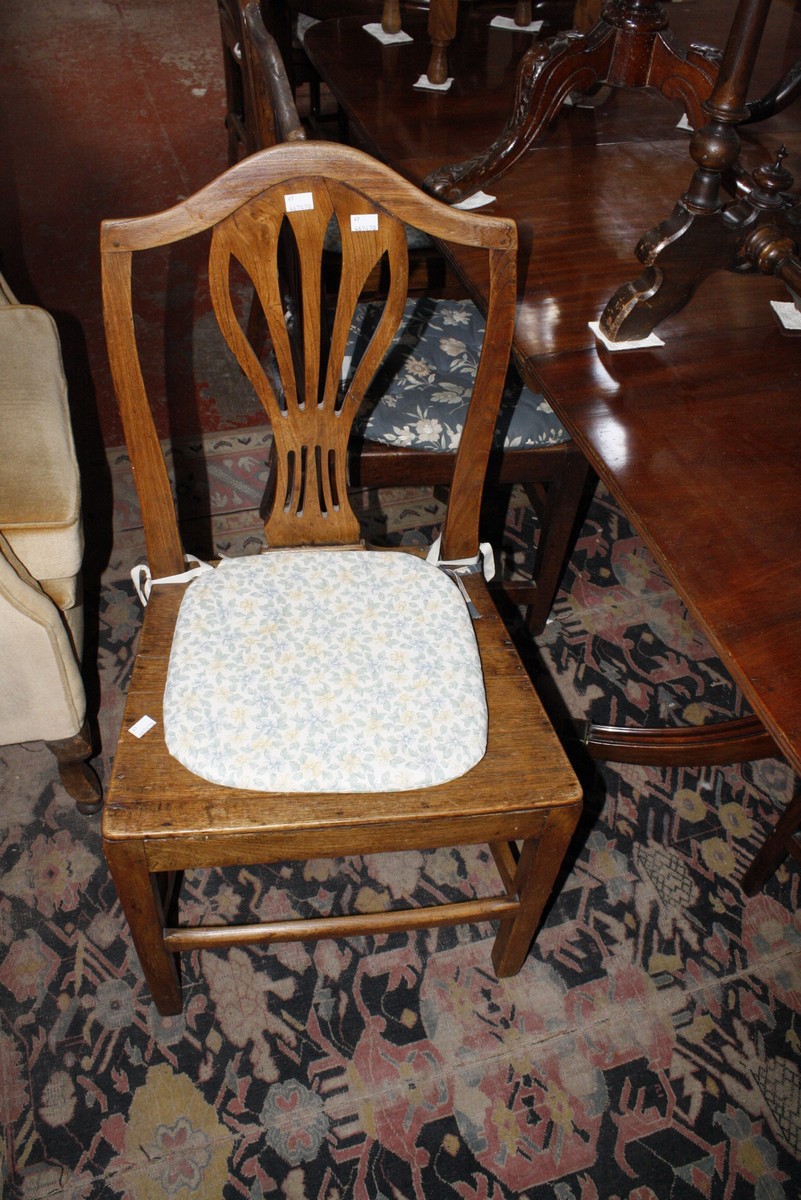 A pair of George III elm dining chairs and two others, and a pair of ladder-back chairs, also with a - Image 2 of 2