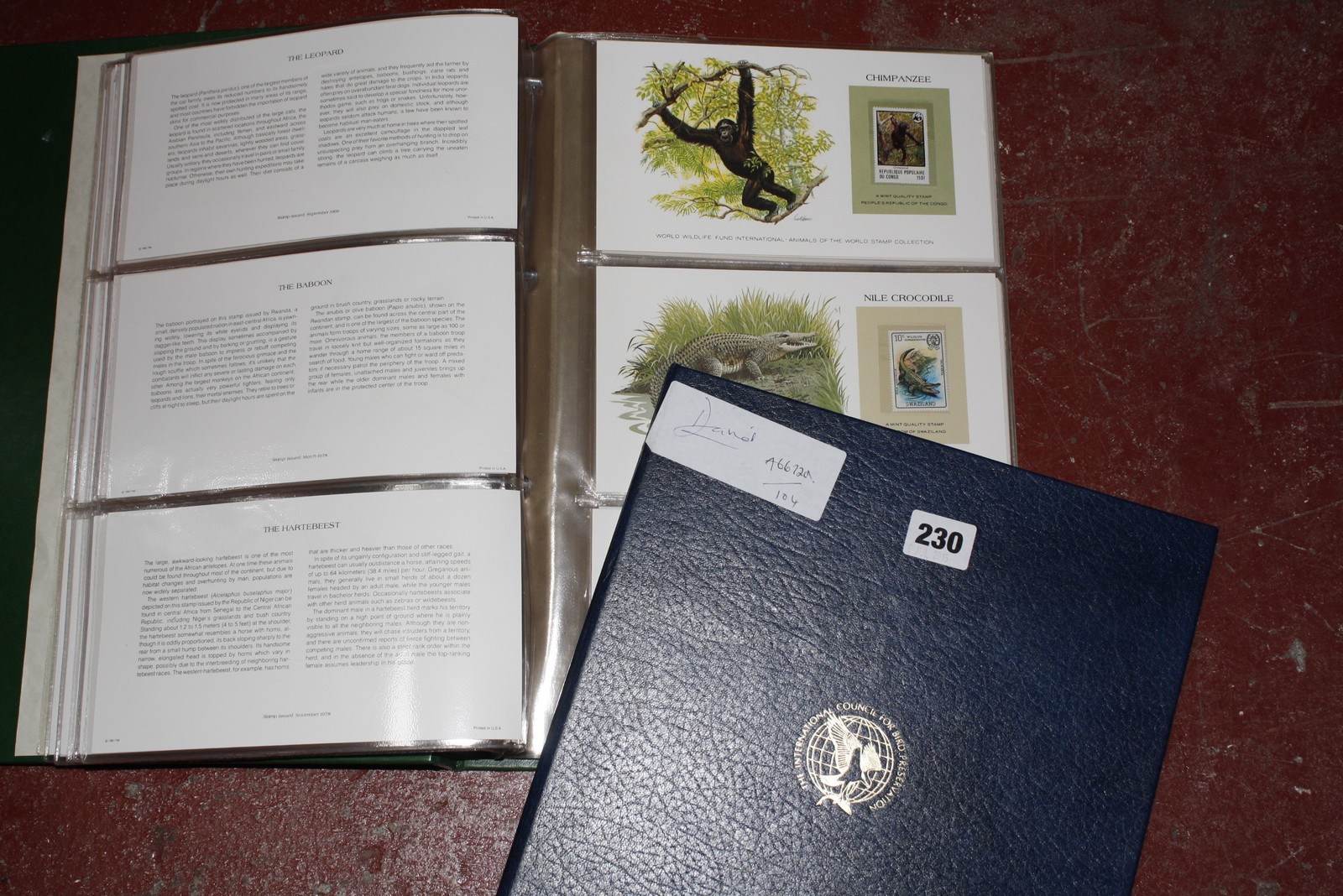 Three stamp albums : The Birds of the world certified February 1st 1979, and two WWF Animals of