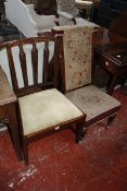 A George III mahogany side chair, and a 19th century Prie Dieu low chair £100-150