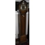 An early 20th Century oak longcase clock, with a silvered dial 'Tempus Fugit' 162cm high