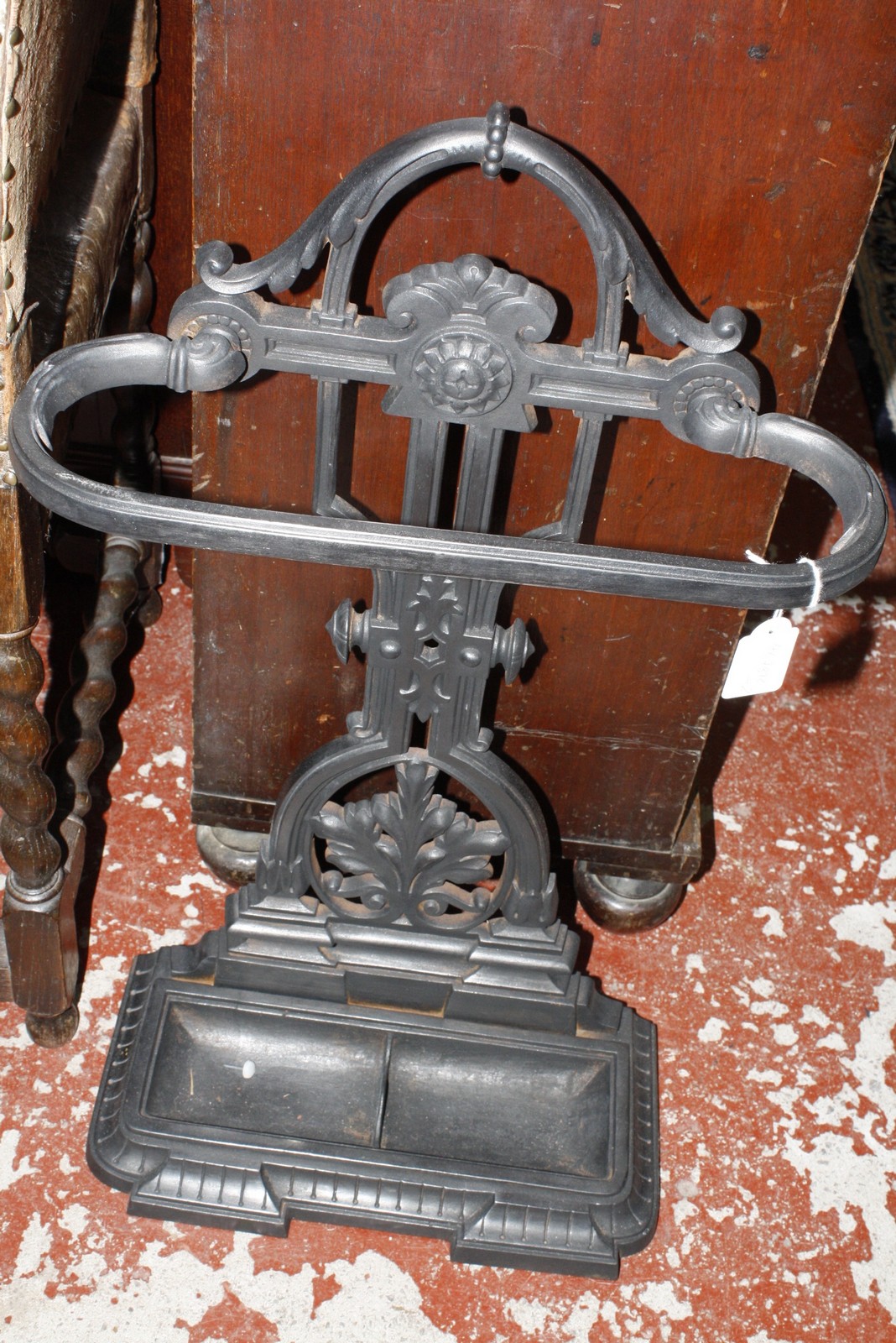 A late 19th Century cast iron stick stand 71cm high, 41cm wide Best Bid