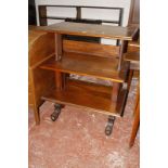A 19th Century French mahogany dumb waiter, with three adjustable rectangular tiers on square