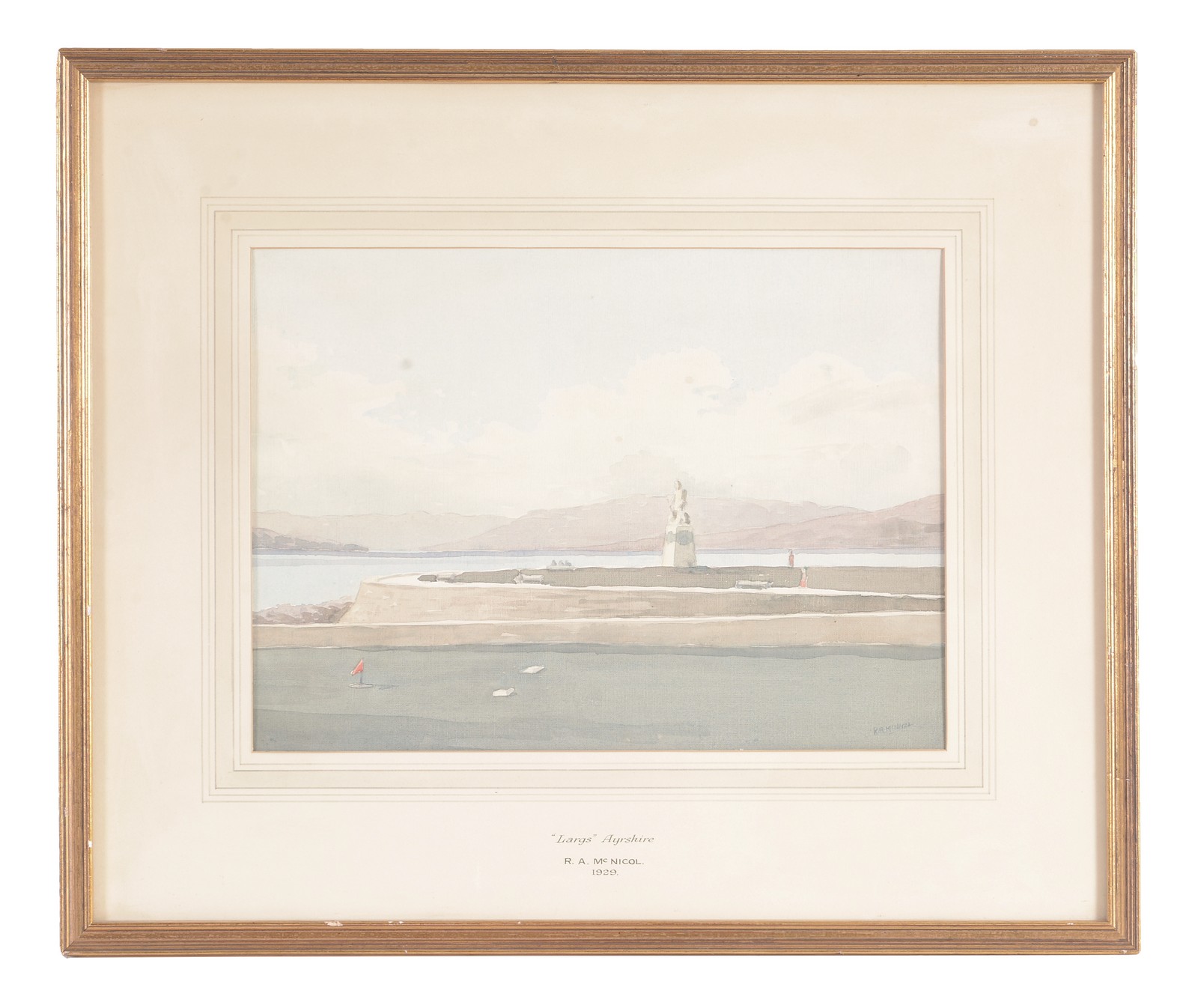 R.A. McNicol (British fl.1930) 'Ettrick Bay, Bute' Watercolour Signed lower left and dated 1930 26cm - Image 3 of 3