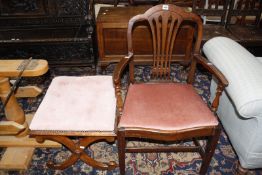 A George III mahogany armchair and X-frame stool Best Bid
