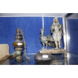 A Sri Lanka bronze figure, on stand, a South East Asian oil lamp and an erotic lacquered carving -3