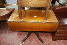 A Georgian style drop leaf table and a mahogany plant stand and a reproduction mahogany chest of