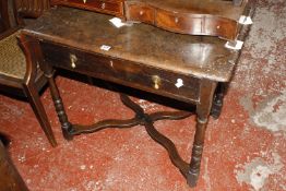 An oak side table, 17th Century and later