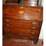 A Georgian mahogany bureau with shell inlay to the fall front 111cm high, 100cm wide Best Bid
