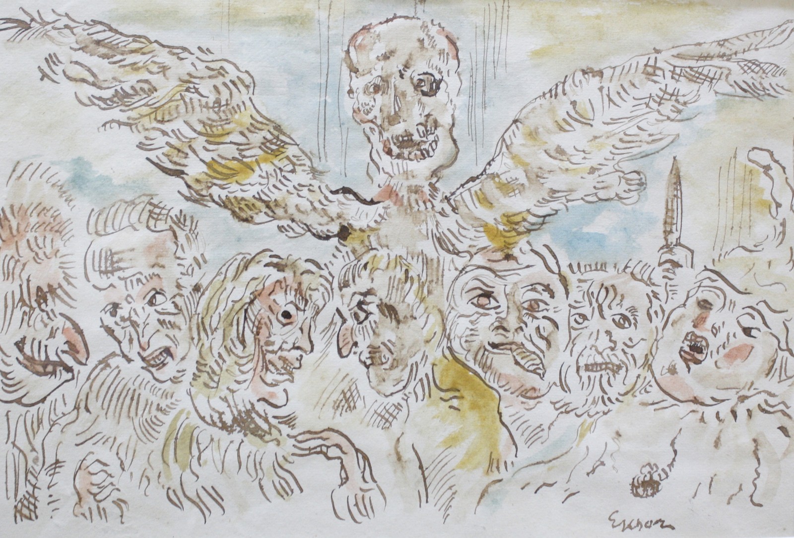 20th Century School Fictional creatures Pen and wash Signed indistinctly lower right 18cm x 27cm