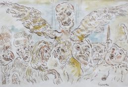 20th Century School Fictional creatures Pen and wash Signed indistinctly lower right 18cm x 27cm