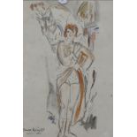 English School (Early 20th Century) Dancer getting ready; Circus dancer Watercolours Both signed