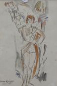 English School (Early 20th Century) Dancer getting ready; Circus dancer Watercolours Both signed