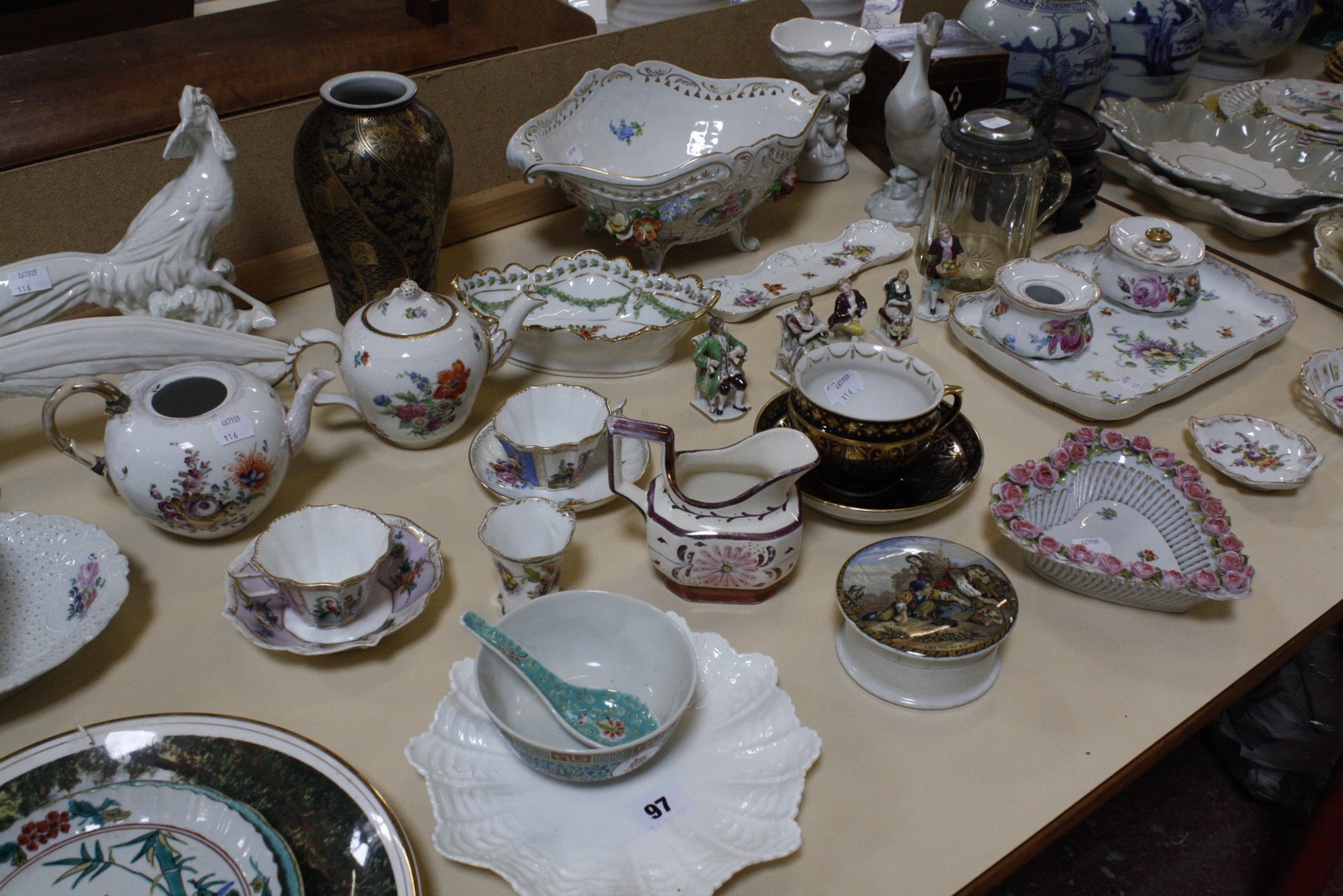 A quantity of assorted ceramics, to include two oriental blue & white jars, a black and gilded vase,